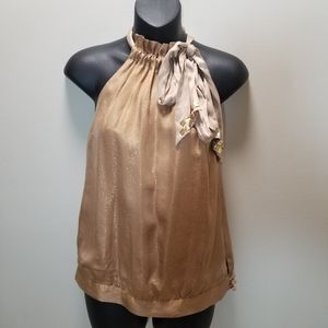 Hale Bob Gold Halter Blouse